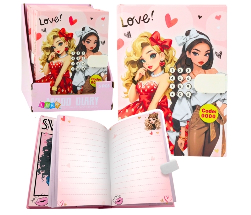 Girls' Diary Notebook Code Melodies Colorful Pages Hearts