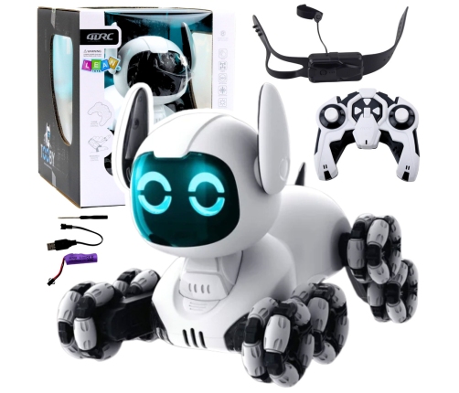 TOOBY Robot Dog Remote Controlled RC 360° Lights Sounds Black and White