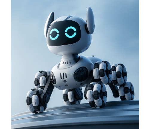 TOOBY Robot Dog Remote Controlled RC 360° Lights Sounds Black and White