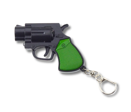 Mini Pistol Revolver Keychain Gadget LED Light Laser 6.5 cm