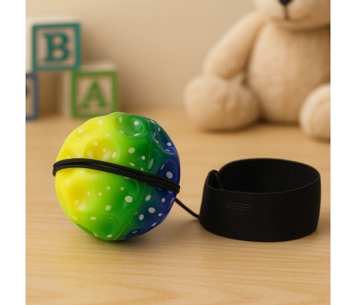 Moon Ball on Elastic Band for Dexterity Exercises, 6.5 cm indentations