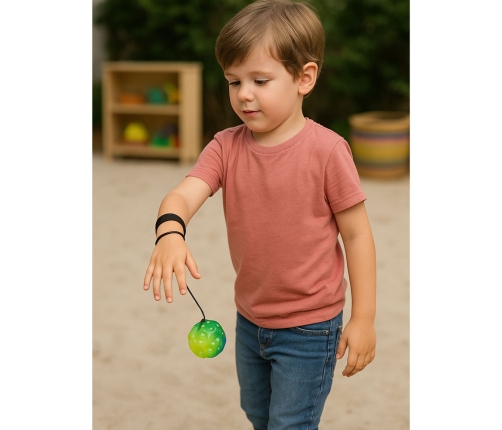 Moon Ball on Elastic Band for Dexterity Exercises, 6.5 cm indentations