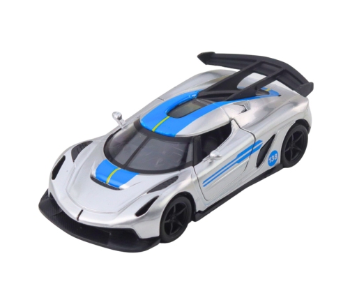 Sports Car Metal Race Drive Opening Doors Silver 1:32