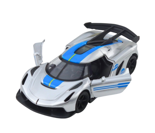 Sports Car Metal Race Drive Opening Doors Silver 1:32