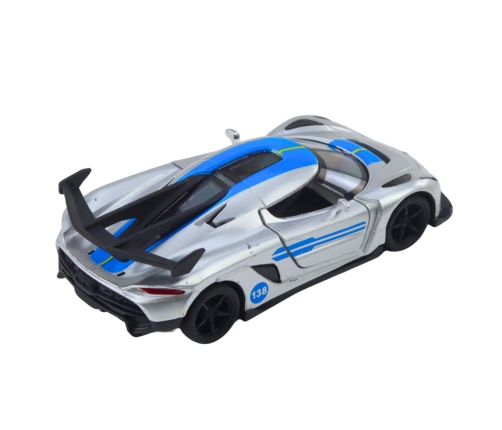 Sports Car Metal Race Drive Opening Doors Silver 1:32