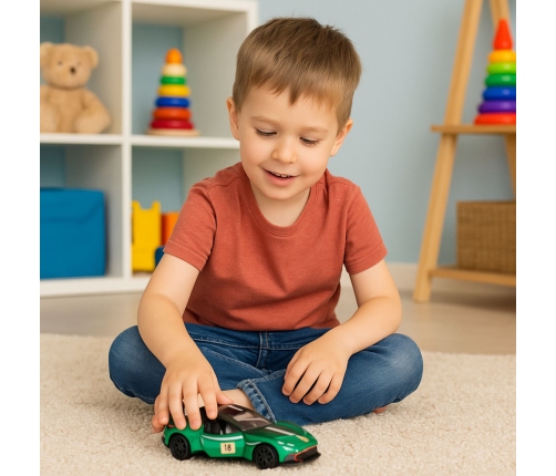 Sports Car Metal Race Drive Opening Doors Green 1:32