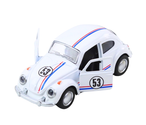 Classic Car Beetle Metal Drive Opening Doors White 1:32