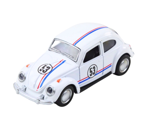 Classic Car Beetle Metal Drive Opening Doors White 1:32