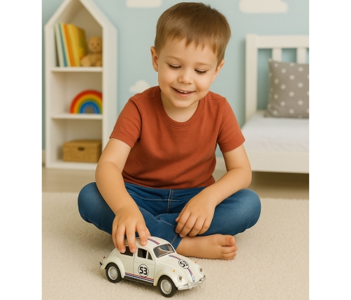 Classic Car Beetle Metal Drive Opening Doors Beige 1:32