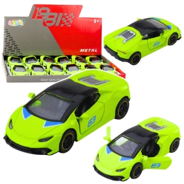 Sports Car Pull Back Metal Neon Green 1:43