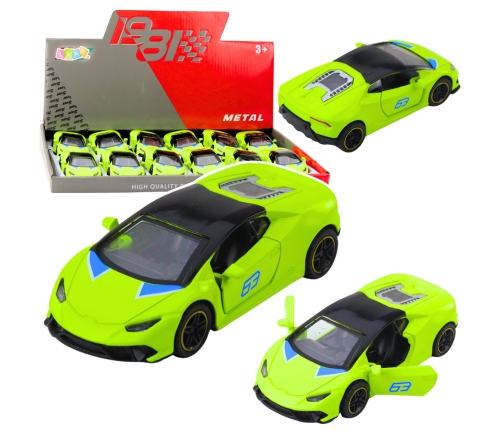 Sports Car Pull Back Metal Neon Green 1:43