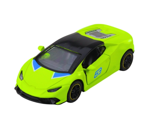 Sports Car Pull Back Metal Neon Green 1:43