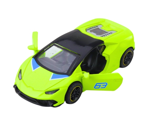 Sports Car Pull Back Metal Neon Green 1:43