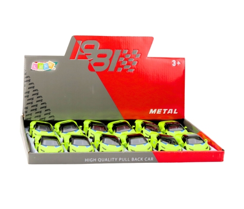 Sports Car Pull Back Metal Neon Green 1:43