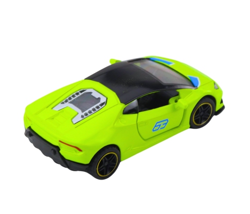 Sports Car Pull Back Metal Neon Green 1:43