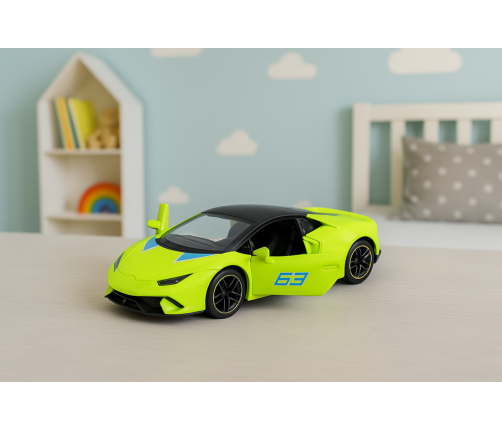 Sports Car Pull Back Metal Neon Green 1:43