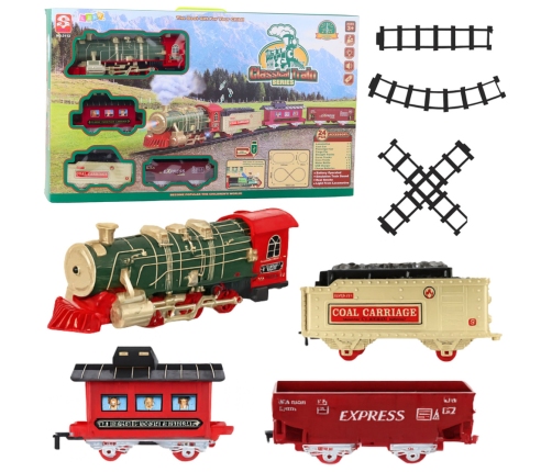 Electric Train Classic Train Lights Sounds Smoke 24 pcs.