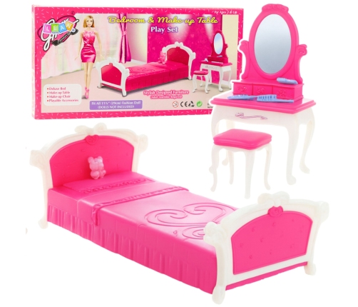 Doll's Bedroom Set Dressing Table Chair Bed