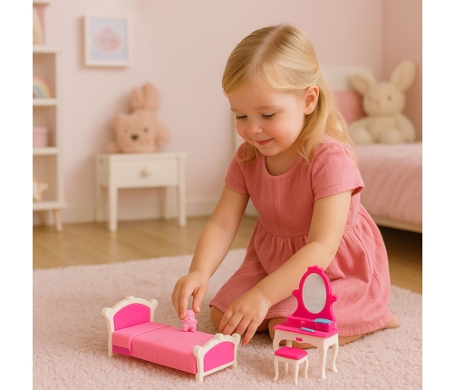 Doll's Bedroom Set Dressing Table Chair Bed