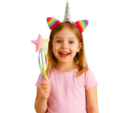 Unicorn Horn Ears Wand Hairband Set