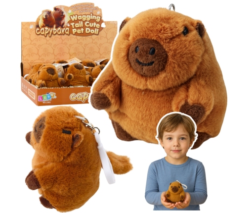 Plush Capybara with a Wiggle Tail Keychain 9 x 8 cm