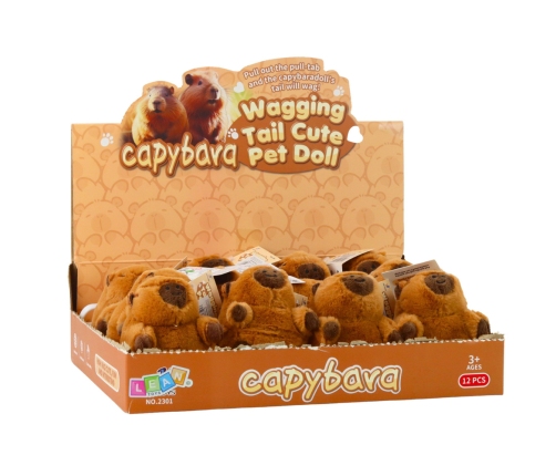 Plush Capybara with a Wiggle Tail Keychain 9 x 8 cm