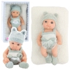 Baby Doll with Blanket, White and Gray Outfit, Hat, 18 cm Baby Doll with Blanket, White and Gray Outfit, Hat, 18 cm