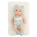Baby Doll with Blanket, White and Gray Outfit, Hat, 18 cm