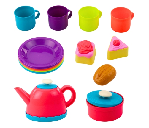 Tea Set in a Basket Cups Plates Sweets 23 pcs.