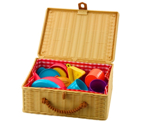 Tea Set in a Basket Cups Plates Sweets 23 pcs.