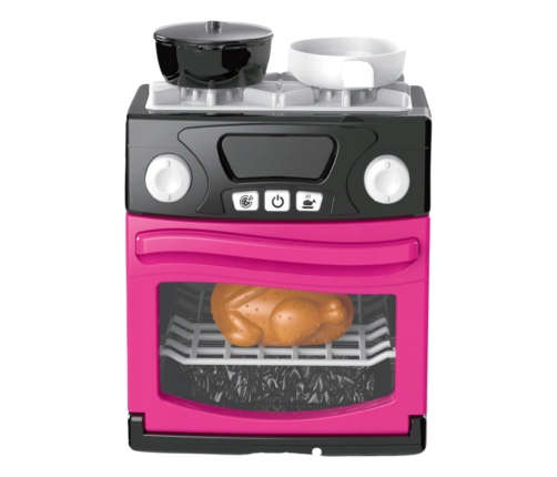 Spielküche mit Backofen, Lebensmitteln, Lichtern, Geräuschen, Rosa