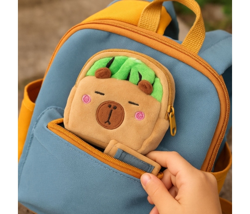 Plush Wallet with Keychain Capybara Watermelon Green 9.5 x 8 cm