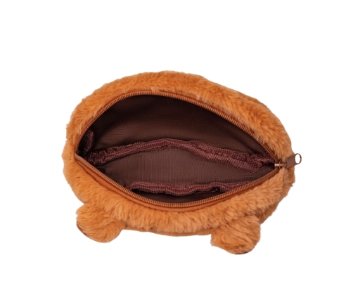 Plush Soft Capybara Pencil Case, Single Compartment, Brown, 19 x 10 cm