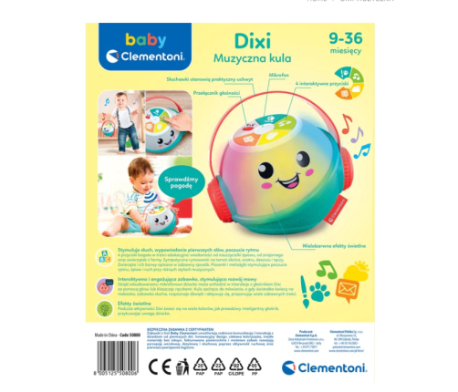 DIXI Interactive Musical Ball with Microphone (Polish Language) Clementoni 50800