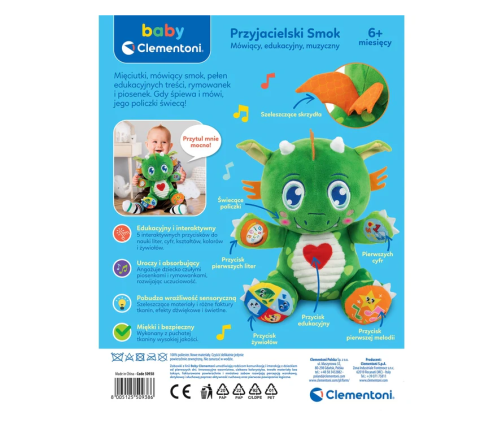 Educational Talking Musical Friendly Dragon Polish Language Clementoni 50938