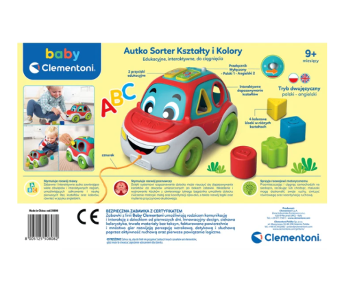 Interactive Shape and Color Sorting Car (Polish & English Language) Clementoni 50808