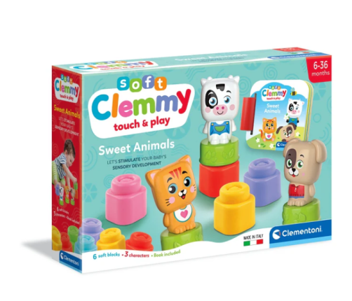 Clemmy Sweet Animals Kitten, Puppy & Cow Blocks & Booklet Clementoni 17849
