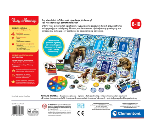 Board Game Quiz Dinosaurs & Prehistory Ice Age Edition Polish Language Clementoni 50804