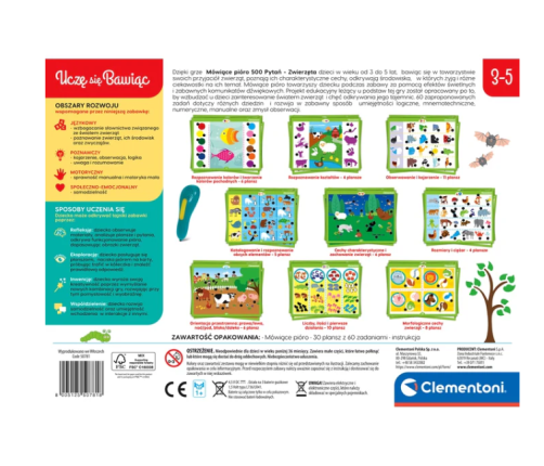 Talking Pen 500 Questions: Animals Play and Learn Polish Language Clementoni 50781