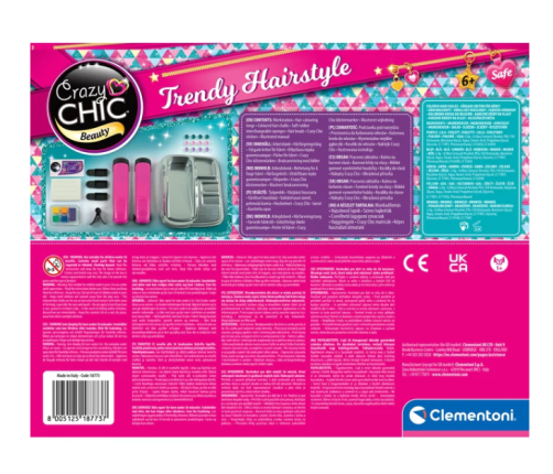 Crazy Chic Hair Colouring Set: Crazy Hairstyles with Straightener & Beads Clementoni 18773