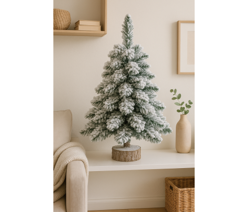 Decorative Artificial Christmas Tree on a Trunk Covered with Snow 60 x 16 cm