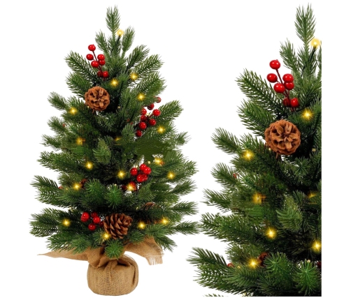 Decorative Christmas Tree, Artificial Red Rowan, LED Lights, 60 x 20 cm