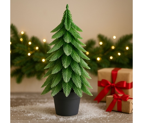 Artificial Decorative Christmas Tree in a Pot, Silver Finish, 22x10cm