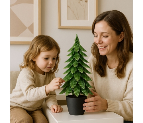Artificial Decorative Christmas Tree in a Pot, Silver Finish, 22x10cm