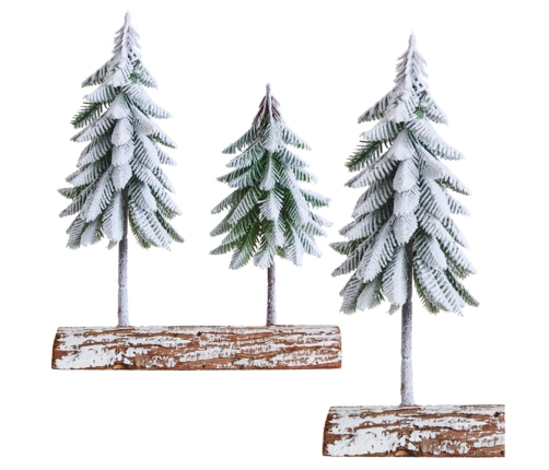 Christmas Tree Composition Decoration on a Trunk Covered with Snow 34 x 28 cm