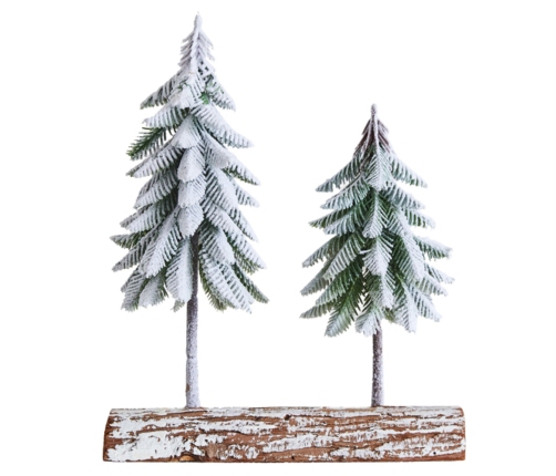 Christmas Tree Composition Decoration on a Trunk Covered with Snow 34 x 28 cm