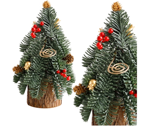 Decorative Christmas Tree on a Trunk Red Rowan Cones 26 x 12 cm