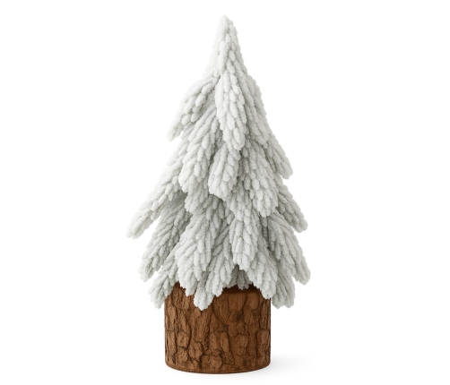 Decorative Artificial Christmas Tree on a Trunk Covered with Snow 20 x 9 cm