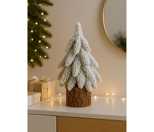 Decorative Artificial Christmas Tree on a Trunk Covered with Snow 20 x 9 cm
