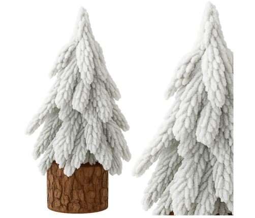 Decorative Artificial Christmas Tree on a Trunk Covered with Snow 30 x 10 cm
